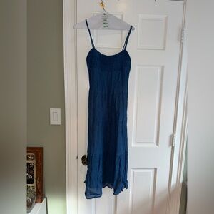 Elegant Blue Spaghetti Strap Dress